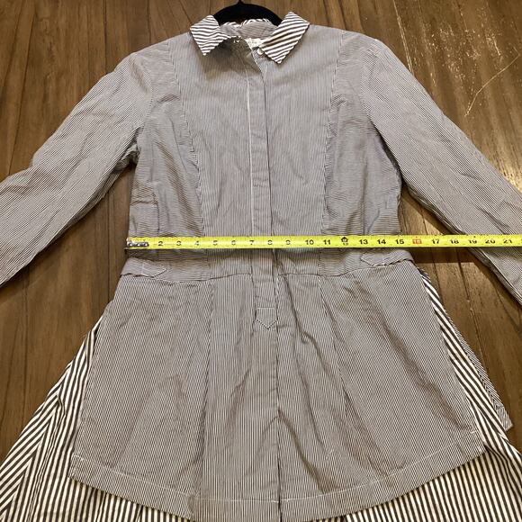 Derek Lam 10 Crosby preppy Cotton Striped long sleeve Poplin mini Shirt Dress 8 - Picture 7 of 13